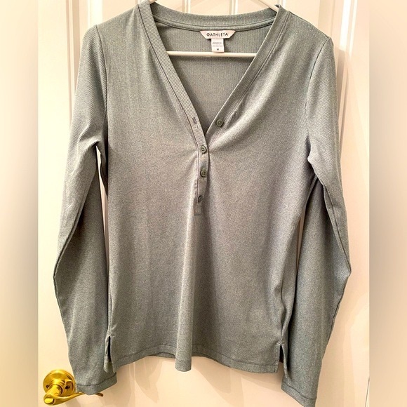 Athleta Tops - Athleta Womens Size Medium Uptempo Ribbed Henley in Soft Green